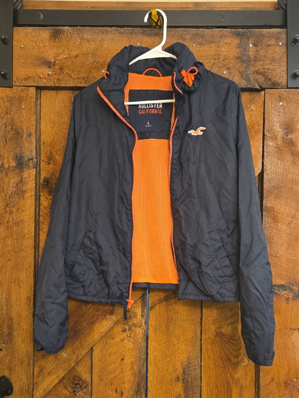 Hollister Navy Utility Jacket with Pink Lining